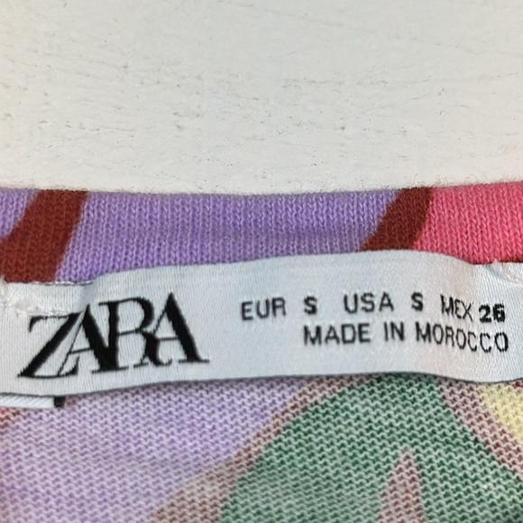 Zara Multi Color Floral Crop Top Printed Shirt Size Small EUC #0670-AZ - Picture 5 of 5